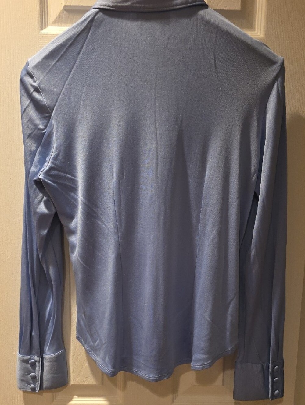 Vtg Talbots Light Blue Long-Sleeve Silk Dress Shirt - Picture 2 of 5